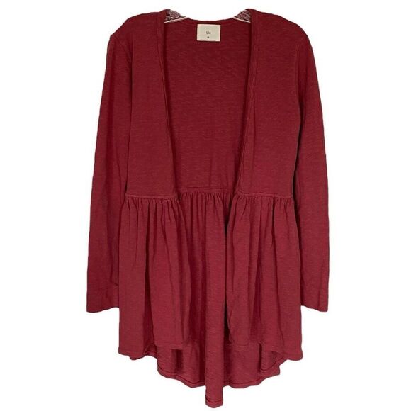 Anthropologie T.La Beira 100% Cotton Red Open Front Cardigan Size Extra Small - Picture 3 of 7
